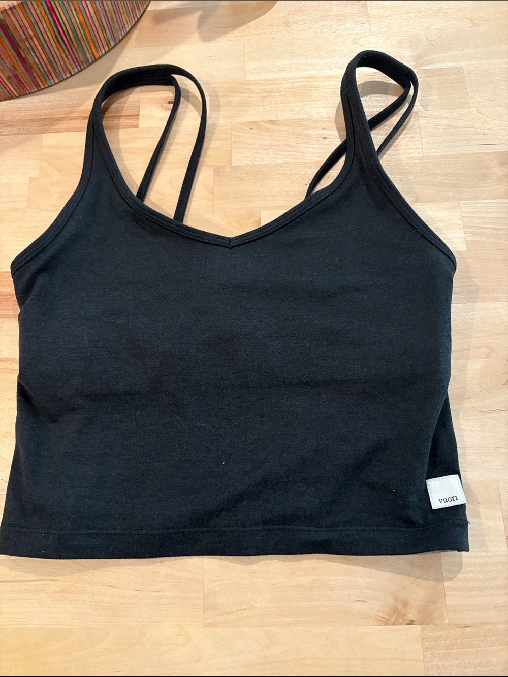 Vuori Black Double-Strap Tank Crop Top